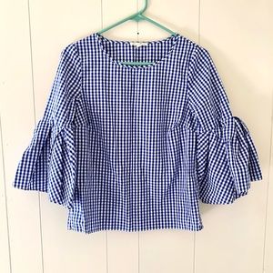 Jane & Delancey \ Bell Sleeve Gingham Top XS